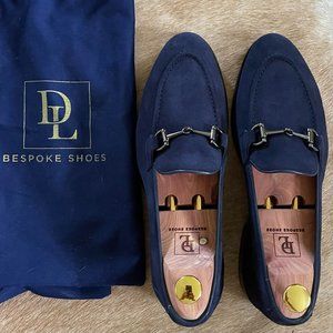 Men's Italian Handmade Blue Suede Loafers 7.5